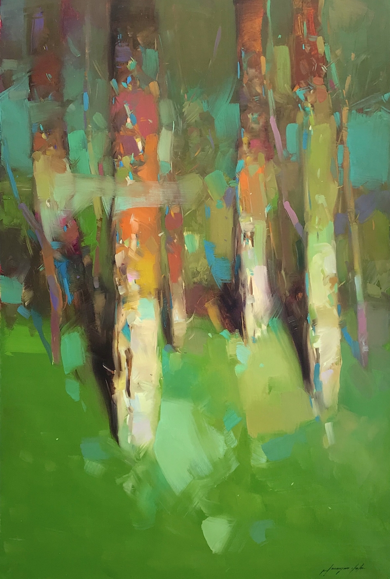 Vibrant Trees, Original oil Painting, Handmade artwork, One of a Kind          